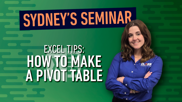 Clark Computer Services IT Support Services Sydney's Seminar Tips how to create a pivot table