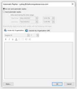 Microsoft Outlook Tips: Out of Office - automatic replies options
