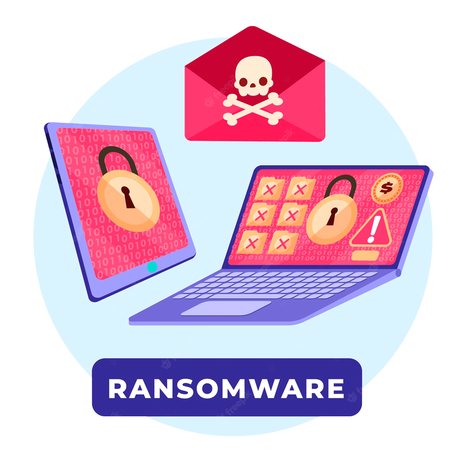 Chuck's Cyber Wall: What is Ransomware? | The Clark Report | Chuck's Cyber Wall - What is Ransomware? cartoon of devices infected with ransomware