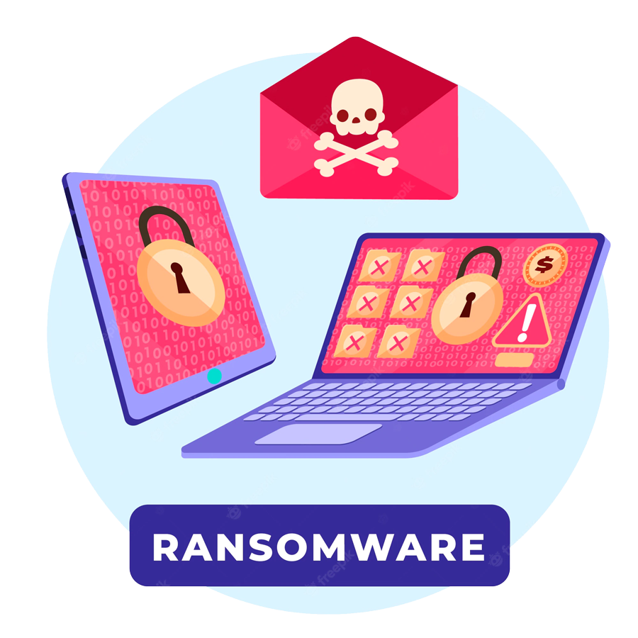 Chuck's Cyber Wall: What is Ransomware? | The Clark Report | Chuck's Cyber Wall: What is Ransomware? | The Clark Report | Chuck's Cyber Wall - What is Ransomware? cartoon of devices infected with ransomware