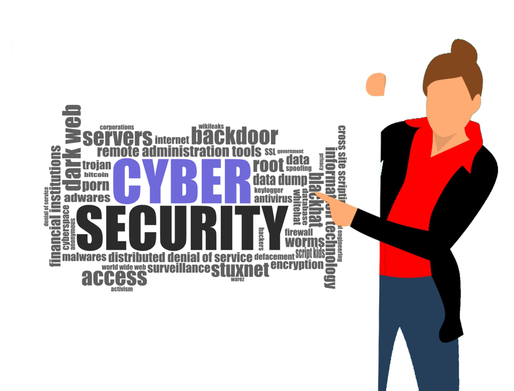 Security Awareness: A Perspective From Two Small Businesses | Security Awareness - A cautionary perspective from 2 clinets - woman pointing at word cloud