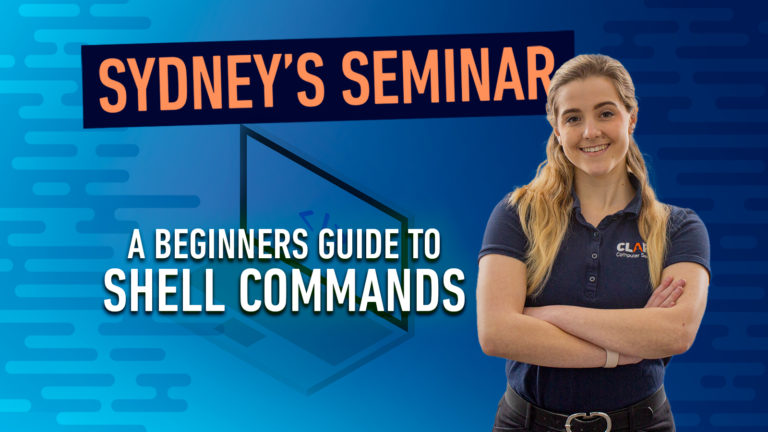 A Beginner's Guide to Shell Commands Sydney's Seminar title card.