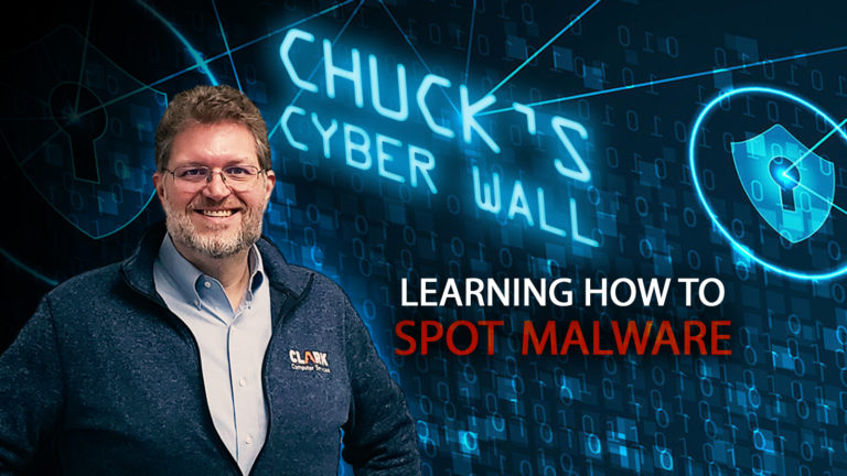 How to spot malware Chuck's Cyber Wall title card.