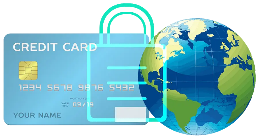 Holiday Cybersecurity Best Practices | Chuck's Cyber Wall | Holiday Cybersecurity Best Practices | Chuck's Cyber Wall | Chuck's Cyber Wall: Holiday Cybersecurity illustration of a credit card overlayed with a cybersecurity lock next to a world of travel possibilities.