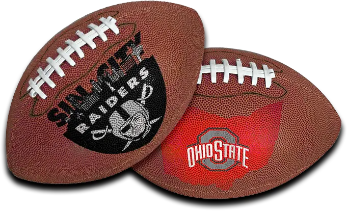 Stranger Danger Online | Chuck's Cyber Wall | Stranger Danger Online | Chuck's Cyber Wall | Chuck's Cyber Wall, Stranger Danger Online images of footballs with Las Vegas Raiders and Ohio State Buckeyes logos.