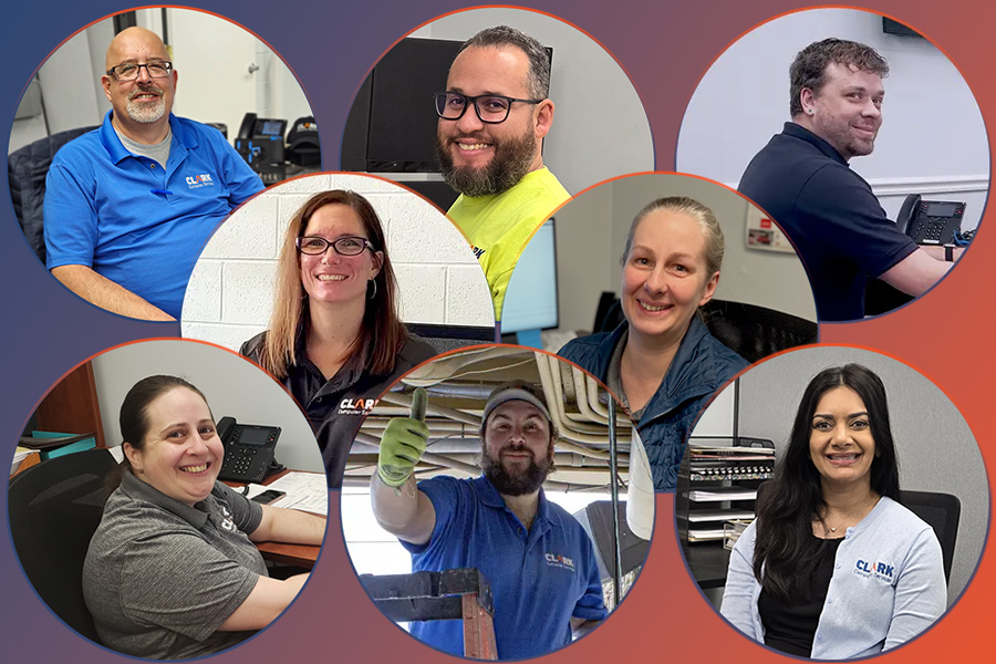 Join Our Growing Team | Clark Computer Services | Collage of CLARK Computer Services team members smiling at their workstations and in the field, showcasing the friendly and professional IT support staff