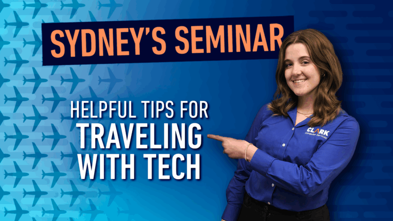 Sydney's Seminar - Helpful tips for traveling with tech title card.