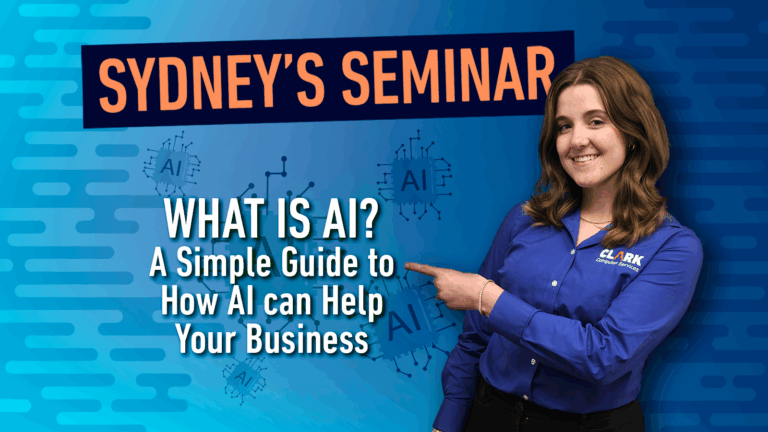 Sydney's Seminar - What is AI? A Simple Guide to How AI Can Help Your Business title card.