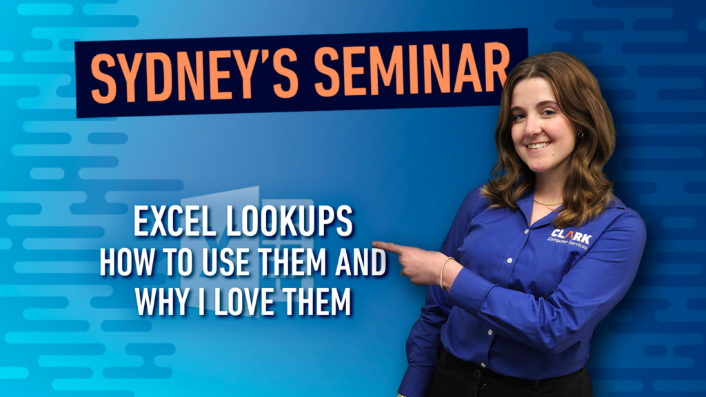 Excel Lookups Sydney's Seminar title card.